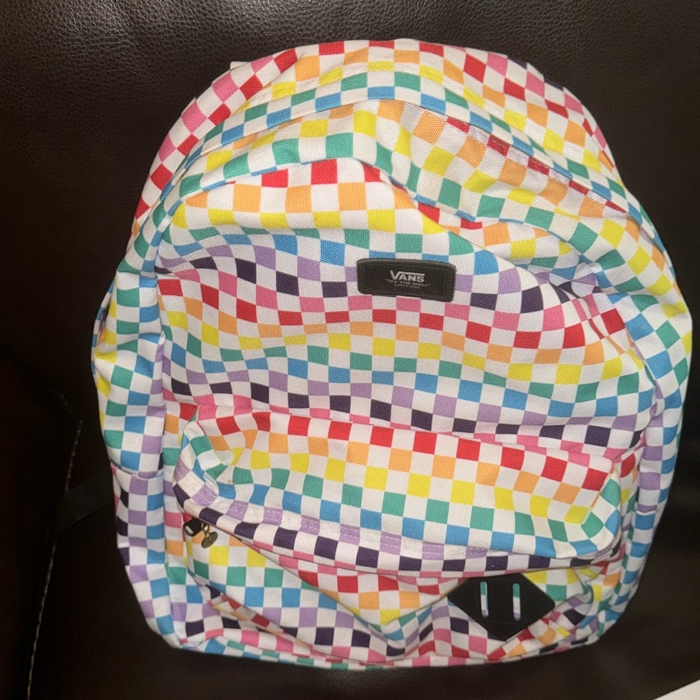 Vans checkered rainbow laptop inside pocket backpack